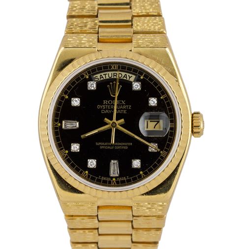 rolex oyster perpetual day date gold black face|Rolex Day-Date president 40mm.